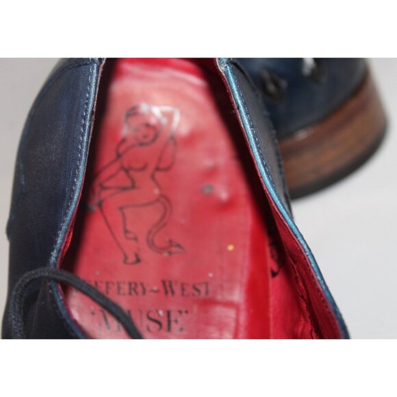 Jeffrey West Shoes Mens US 10 Muse Blue Leather Weave Almond Toe Spain VGC - Picture 10 of 14